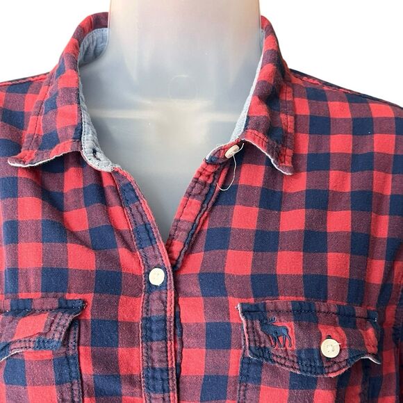 Abercrombie Women's Checkered Button Down Flannel Shirt Sz M Cabincore Cozy - Picture 5 of 8